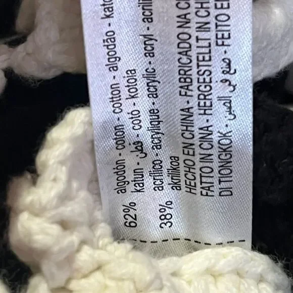 Zara Limited Edition Black White Women's Floral Crochet Sweater Boho Festival - Picture 12 of 16